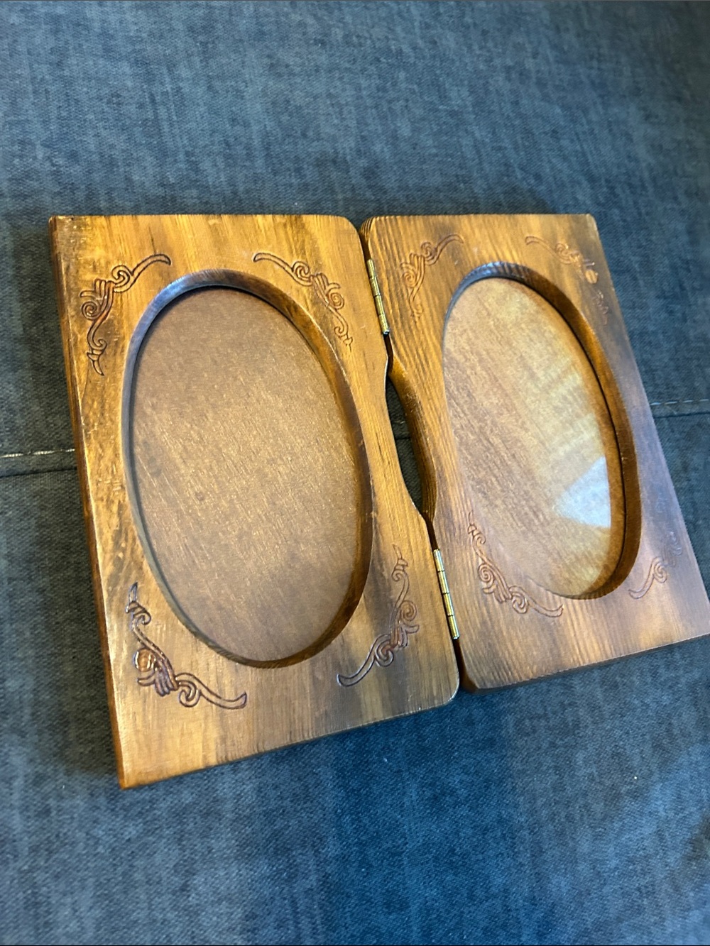 Handcrafted Wooden Double Photo Frame Holders - Brown
